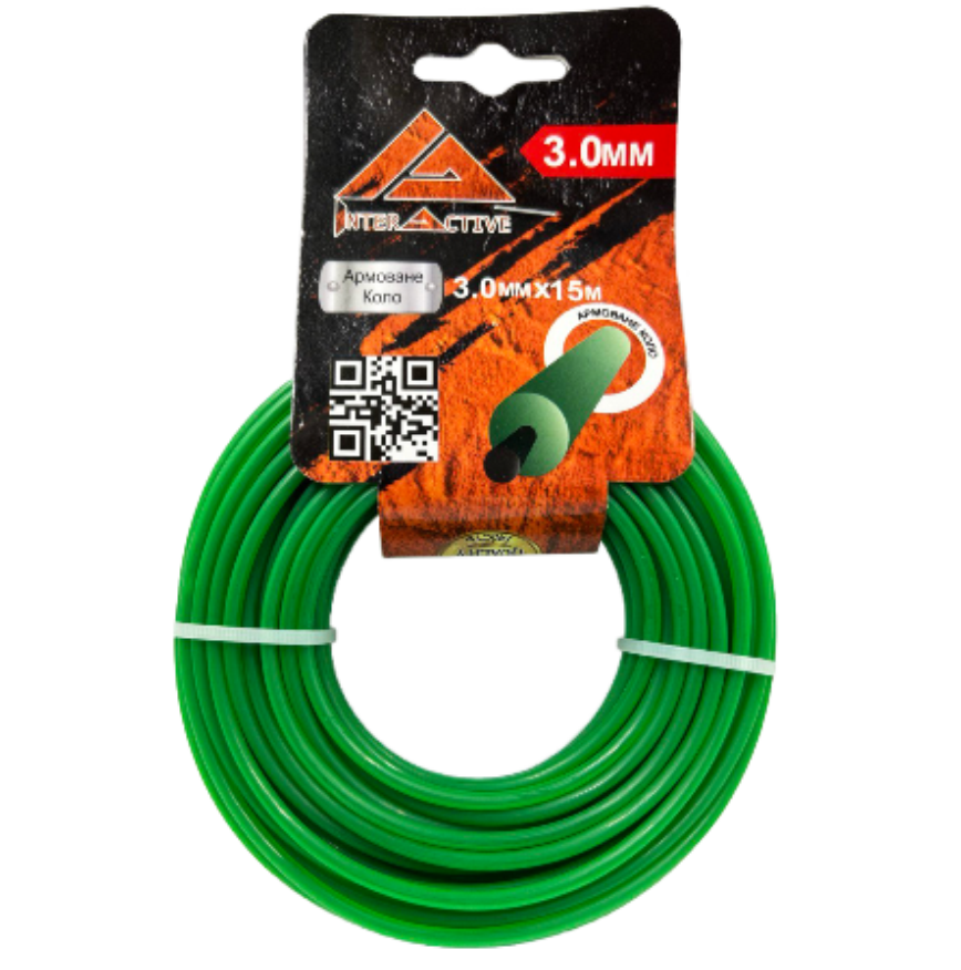 Струна КРУГЛА 3.0мм*15м-(зелена з кордом)