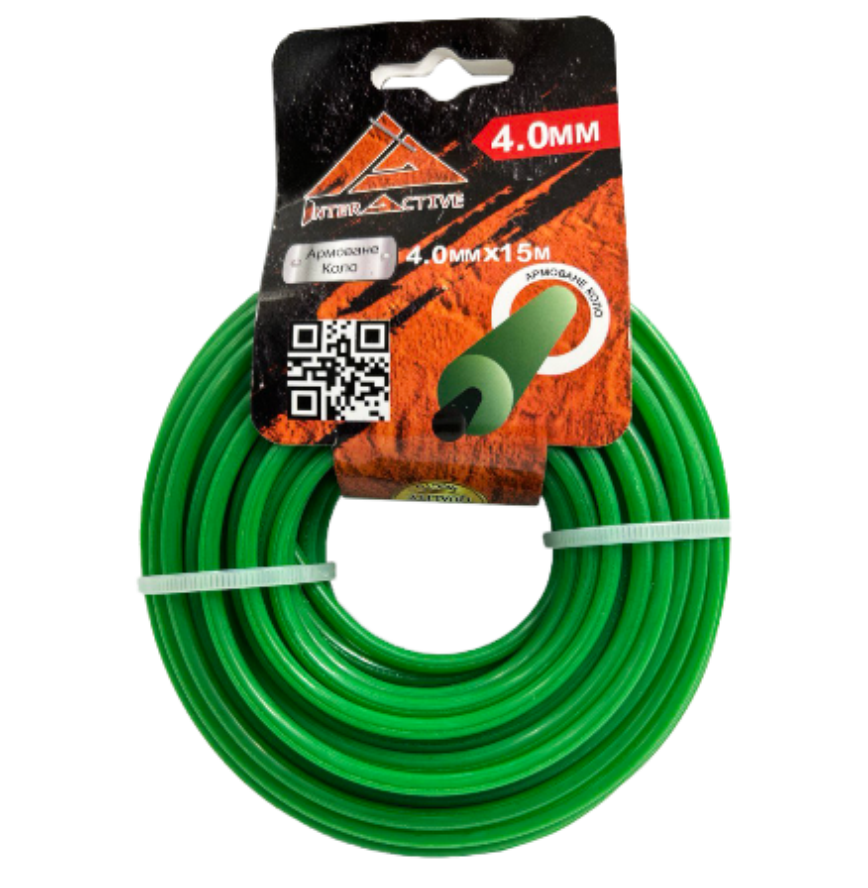 Струна КРУГЛА 4.0мм*15м-(зелена з кордом)