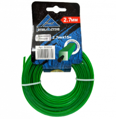 Струна КВАДРАТ 2.7мм*15м-(зелена з кордом)