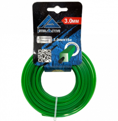 Струна КВАДРАТ 3.0мм*15м-(зелена з кордом)